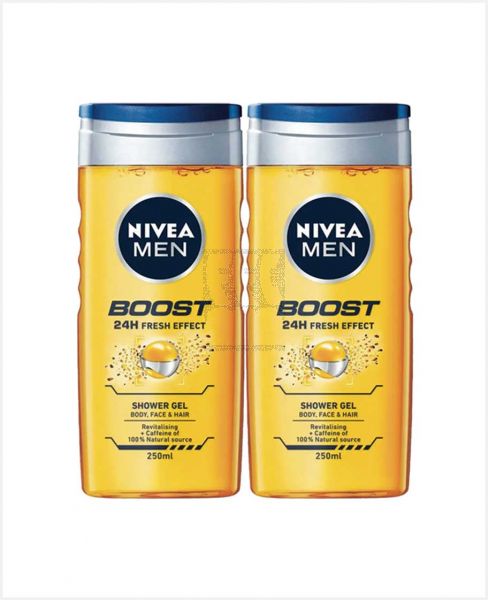 NIVEA MEN BOOST SHOWER GEL 2X250ML @20%OFF