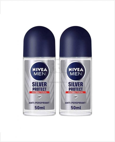 NIVEA SILVER PROTECT A/P ROLL-ON FOR MEN 2X50ML @15%OFF