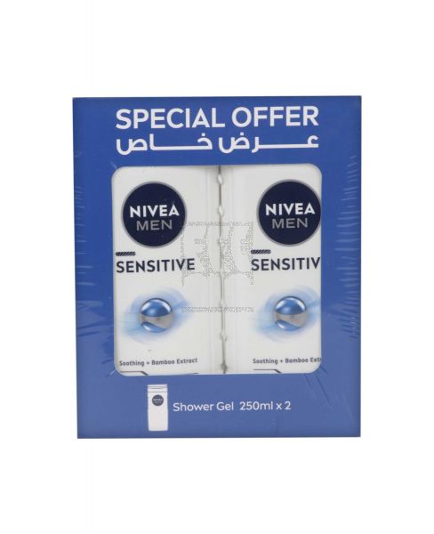 NIVEA MEN SENSITIVE SHOWER GEL 2X250ML @20%OFF