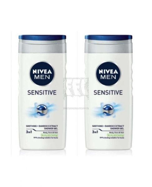 NIVEA MEN SENSITIVE SHOWER GEL 2X250ML @20%OFF