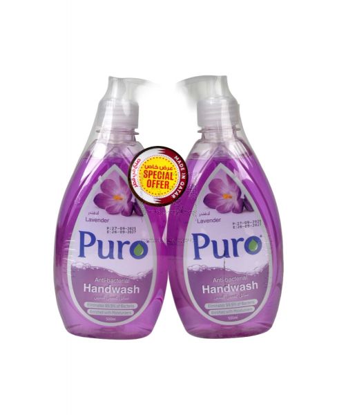 PURO ANTI-BACTERIAL HAND WASH LAVENDER 2X500ML