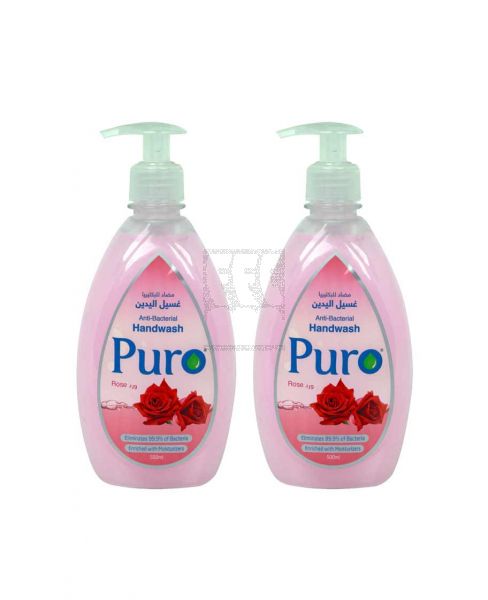 PURO ANTI-BACTERIAL HAND WASH ROSE 2X500ML