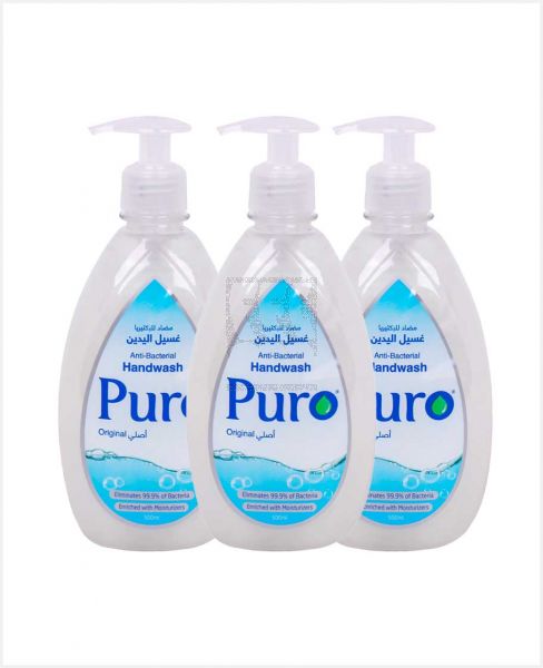 PURO ANTI-BACTERIAL HAND WASH ORIGINAL 3X500ML