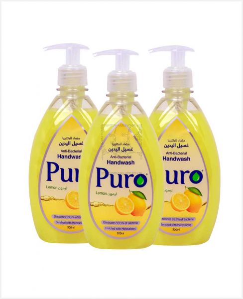 PURO ANTI-BACTERIAL HAND WASH LEMON 3X500ML