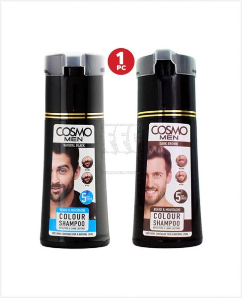 COSMO BEARD & MOUSTACHE COLOUR SHAMPOO ASSORTED 180ML