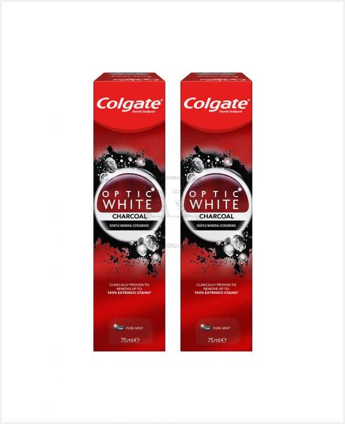 COLGATE OPTIC WHITE CHARCOAL TOOTHPASTE 2X75ML