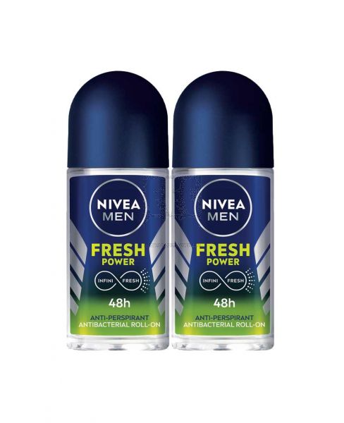 NIVEA MEN DEO ROLL ON FRESH POWER 2X50ML @15%OFF