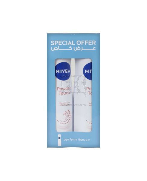 NIVEA ANTI-PERSPIRANT POWDER TOUCH QUICK DRY DEODORANT 2X150ML @13%OFF