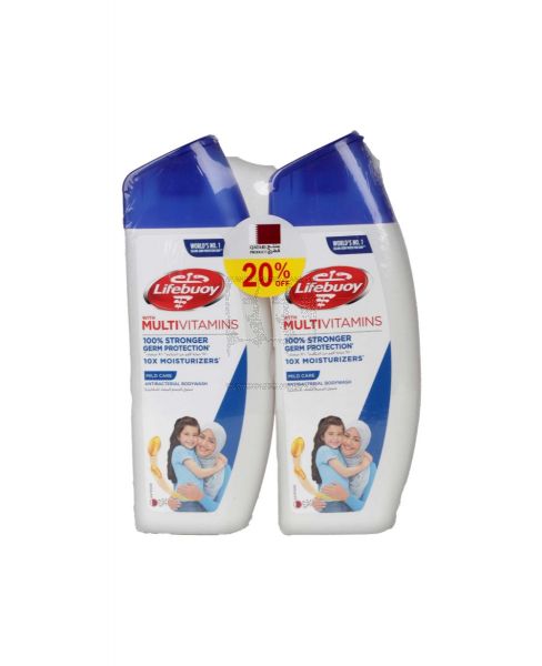 LIFEBUOY WITH MULTIVITAMINS ANTIBACTERIAL BODYWASH MILD CARE 2X300ML