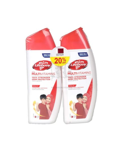 LIFEBUOY WITH MULTIVITAMINS ANTIBACTERIAL BODYWASH TOTAL 10 2X300ML