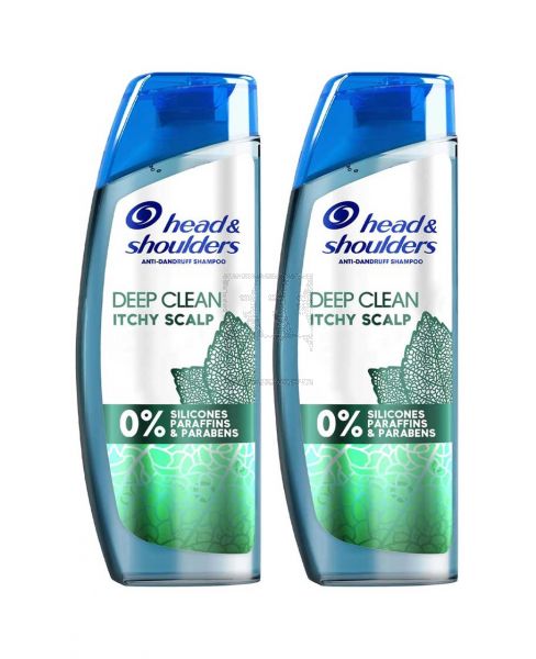 HEAD & SHOULDERS ANTI DANDRUFF SHAMPOO DEEP CLEAN SEVERE ITCHY SCALP PEPPERMINT 2X400ML PROMO