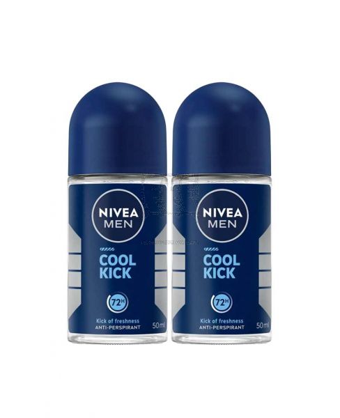 NIVEA MEN COOL KICK ANTI PERSPIRANT ROLL ON 2X50ML @15%OFF