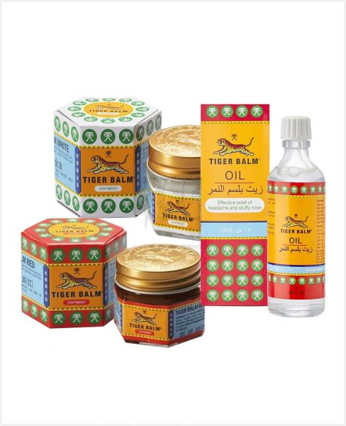 TIGER BALM WHITE 4X19.4GM+TIGER BALM OIL 15ML 92.6GM