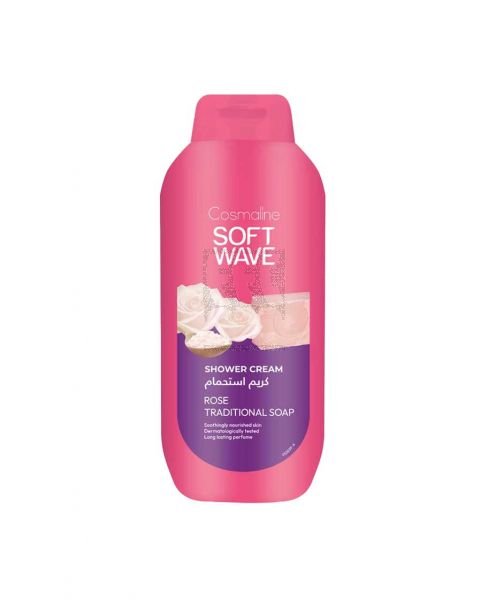 COSMALINE SOFT WAVE SHOWER CREAM ROSE TRADITIONAL SOAP 650ML