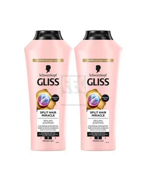 SCHWARZKOPF GLISS SPLIT HAIR MIRACLE SEALING SHAMPOO 2X400ML @25%OFF