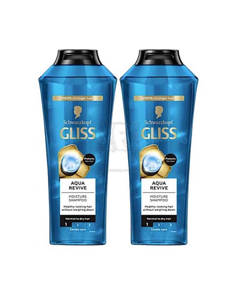 SCHWARZKOPF GLISS AQUA REVIVE MOISTURE SHAMPOO 2X400ML @25%OFF