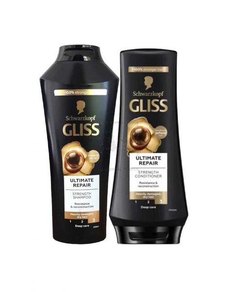 SCHWARZKOPF GLISS ULTIMATE REPAIR STRENGTH SHAMPOO 400ML+ CONDITIONER 360ML