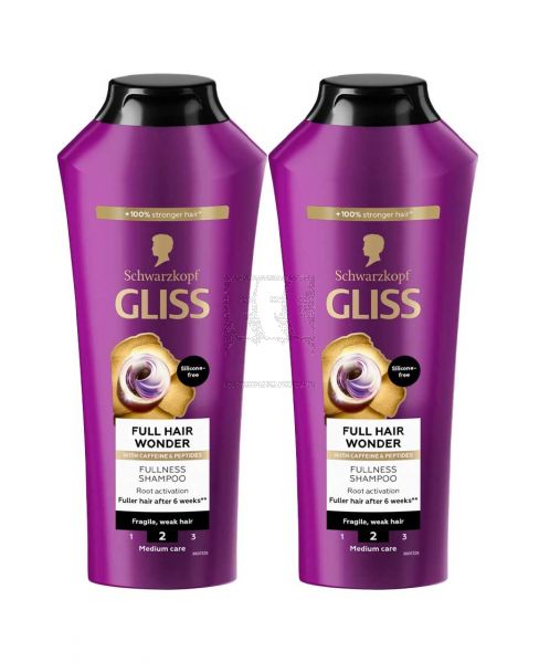 SCHWARZKOPF GLISS FULL HAIR WONDER ANTI-HAIR FALL SHAMPOO 2X400ML @25%OFF