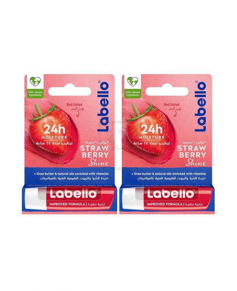 LABELLO STRAWBERRY SHINE LIP BALM 2X4.8GM @20%OFF