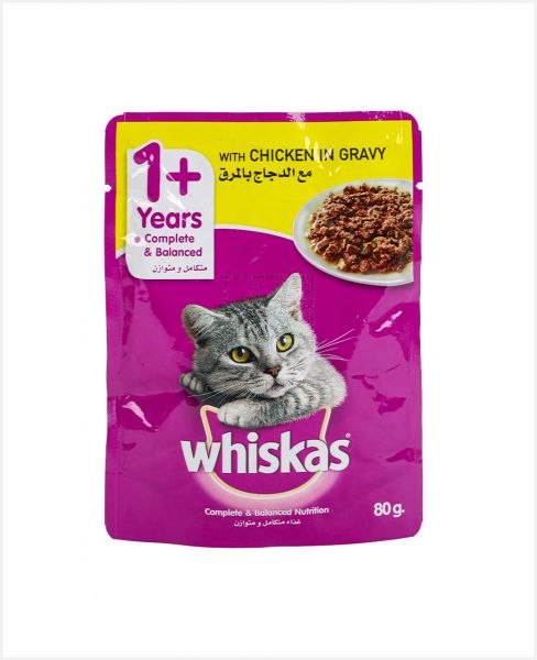 WHISKAS WITH CHICKEN IN GRAVY FOR ADULT CAT 80GM