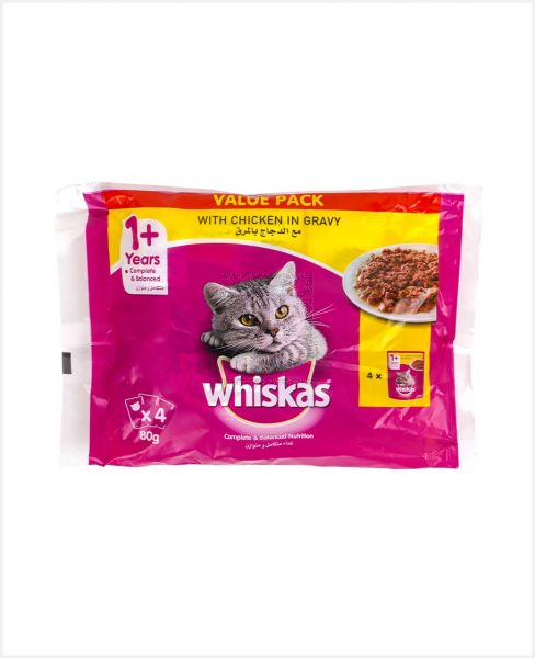 WHISKAS WITH CHICKEN IN GRAVY FOR ADULT CAT 4X80GM