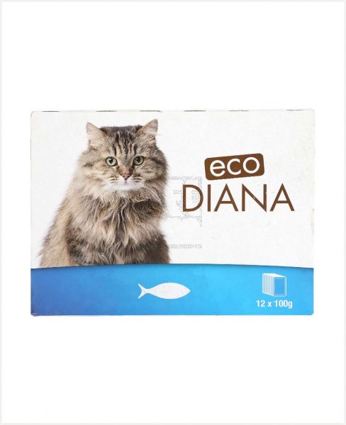 ECO DIANA CHUNKS WITH FISH IN GRAVY CAT FOOD 12PCS 1200GM