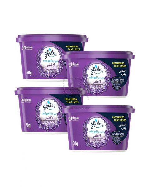 GLADE MINI GEL LAVENDER 4X70GM @25%OFF
