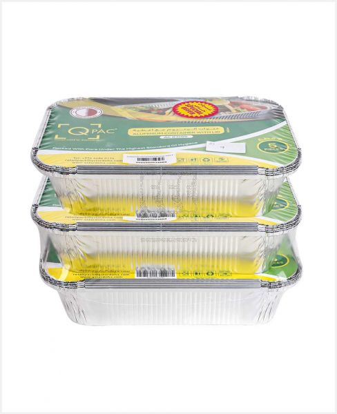 Q PAC ALUMINIUM CONTAINER WITH LID 3X5S AC8389