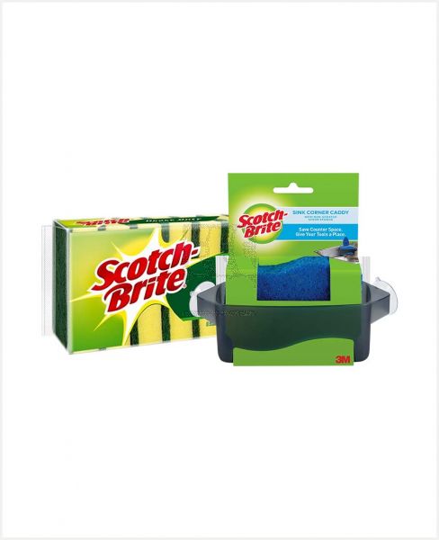 SCOTCH-BRITE GREEN CLASSIC NAIL SAVER SPONGE 8S+CORNER CADDY
