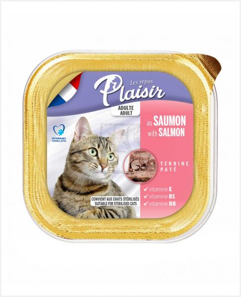 PLAISIR ADULT CAT FOOD TERRINE WITH SALMON ALU TRAY 100GM