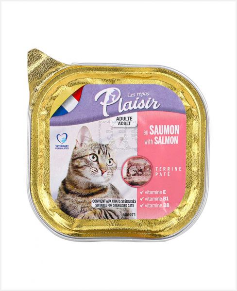 PLAISIR ADULT CAT FOOD TERRINE WITH SALMON ALU TRAY 100GM