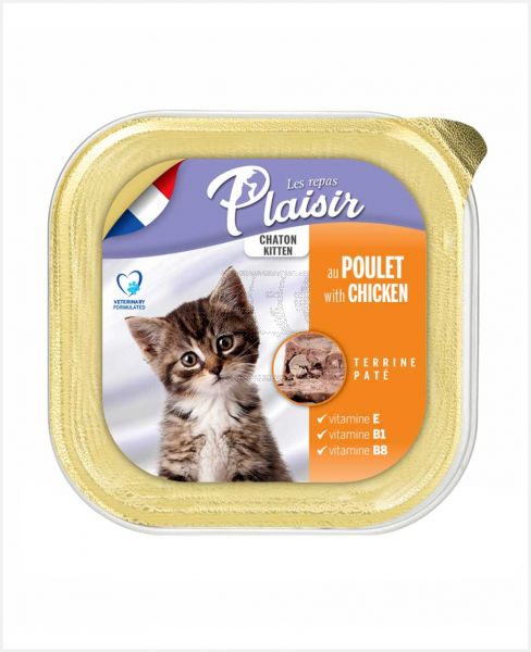 PLAISIR KITTEN CAT FOOD TERRINE WITH CHICKEN ALU TRAY 100GM
