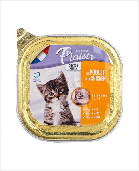 PLAISIR KITTEN CAT FOOD TERRINE WITH CHICKEN ALU TRAY 100GM