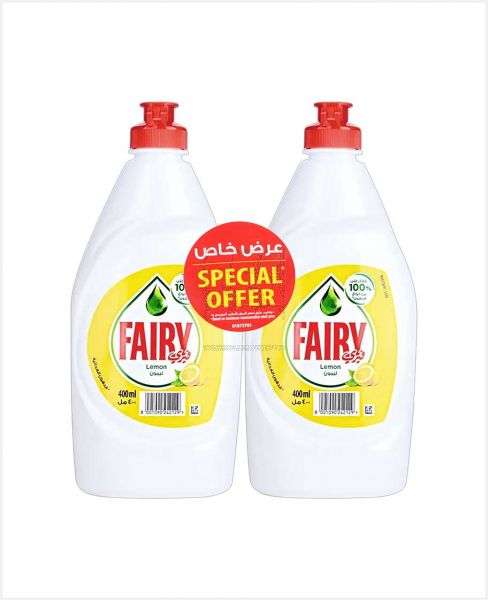 FAIRY LEMON DISHWASH LIQUID 2X400ML