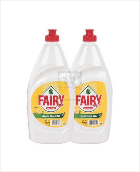 FAIRY PLUS LEMON DISHWASH LIQUID 2X600ML