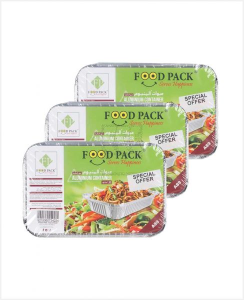 FOOD PACK ALUMINIUM CONTAINER WITH LID 3X10PCS