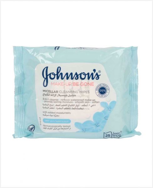 JOHNSON'S MICELLAR CLEANSING WIPES DRY SKIN 25PCS