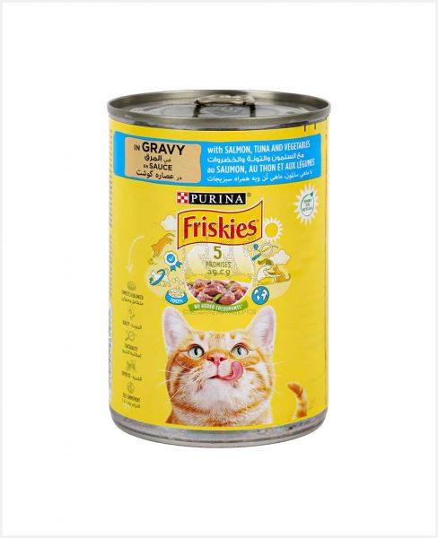 PURINA FRISKIES IN GRAVY SALMON, TUNA & VEGETABLES 400GM