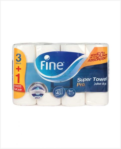 FINE SUPER PRO KITCHEN TOWEL 3PLY (3+1)ROLLS