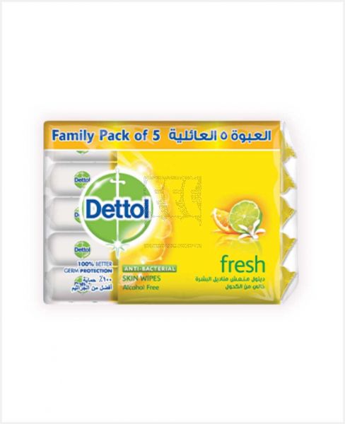 DETTOL FRESH ANTIBACTERIAL SKIN WIPES 10S 5PACK