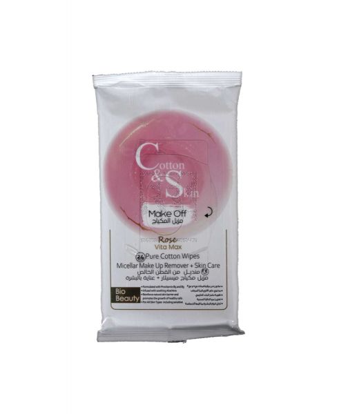 COTTON & SKIN MAKE OFF ROSE PURE COTTON WIPES