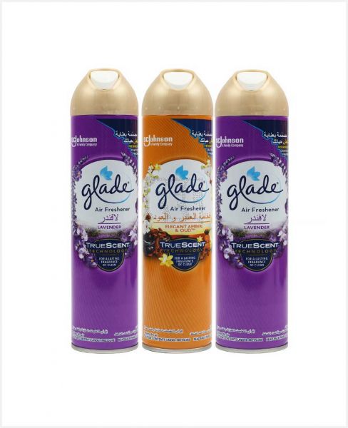 GLADE AIR FRESHENER LAVENDER 2SX300ML+ELEGANT AMBER & OUD 300ML