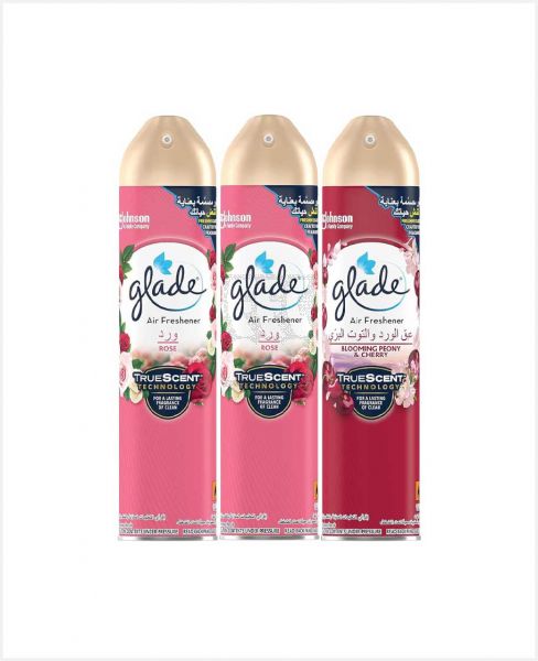 GLADE AIR FRESHENER ROSE 2SX300ML+BLOOMING PEONY & CHERRY 300ML