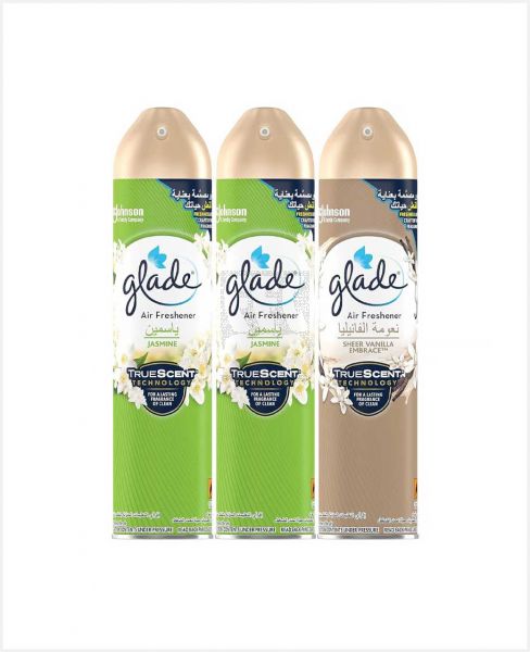 GLADE AIR FRESHENER JASMINE 2SX300ML+SHEER VANILLA 300ML