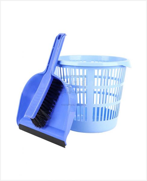 HOME NEEDS WASTE BASKET+DUSTPAN WITH BRUSH