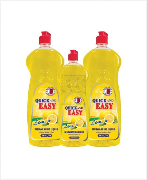 QUICK & EASY DISHWASHING LIQUID LEMON 2X1LTR+500ML