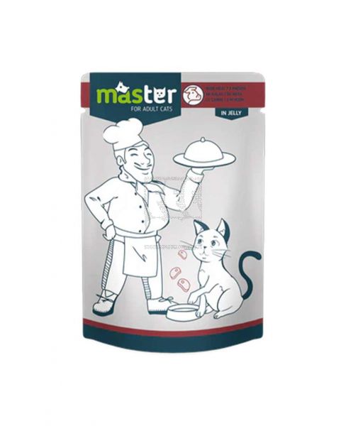 MASTER FOR ADULT CATS FOOD WITH MEAT IN JELLY 80GM