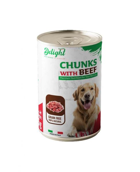 DELIGHT CHUNKS WITH BEEF ADULT DOG FOOD 415GM