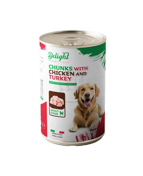 DELIGHT CHUNKS WITH CHICKEN AND TURKEY ADULT DOG FOOD 415GM