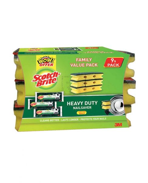 SCOTCH-BRITE HEAVY DUTY NAIL SAVER SCRUB SPONGE 9PCS